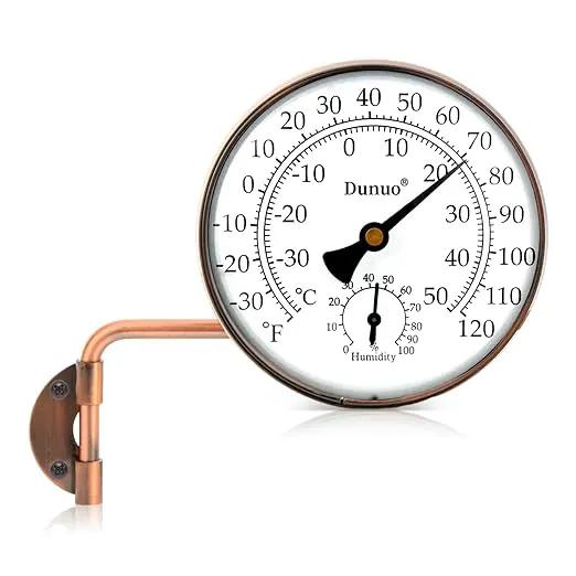 4-Inch Copper Outdoor Thermometer - Analog Temperature Gauge for Patio, Greenhouse and Garage. Decorative, Weather-Resistant, Solid Brass Swivel Design (4inch Thermo&Hygrometer) by GreenHaven Gardens