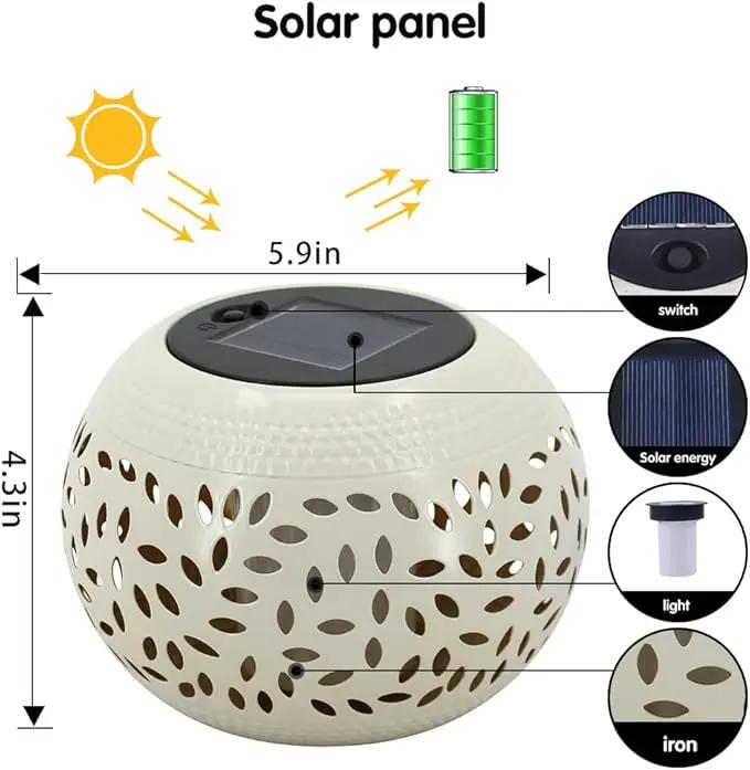 Solar Table Lantern Outdoor Waterproof- Dancing Flickering Flame Solar Powered LED Light,White Metal Desktop Decorative Lamp Auto On/Off Lighting Dusk to Dawn for Desk Patio Garden Pathway Yard by GreenHaven Gardens