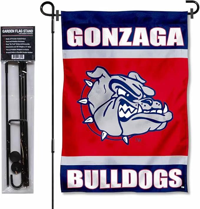 College Flags & Banners Co. Gonzaga Bulldogs Garden Flag with Pole Stand Holder by GreenHaven Gardens