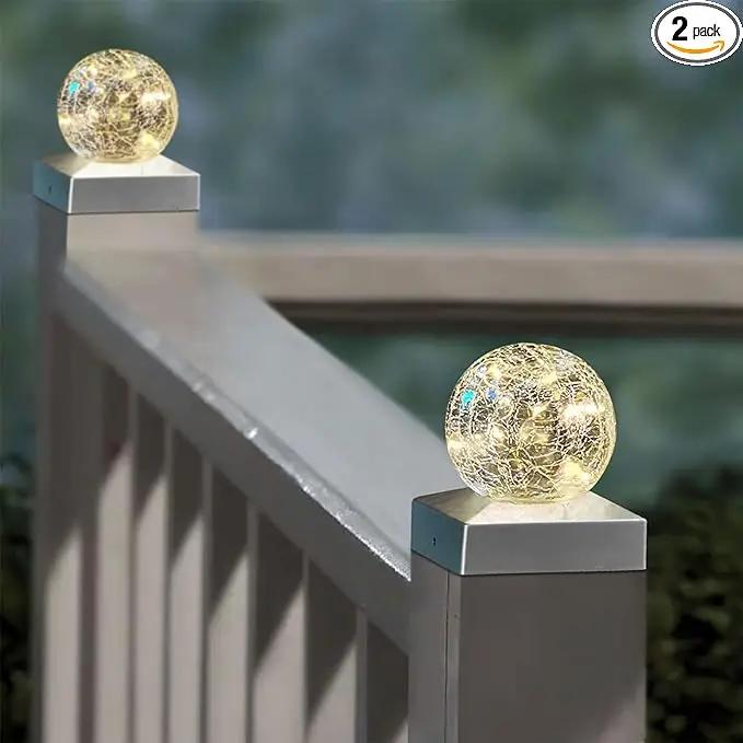 2PK Solar Post Cap Lights - Waterproof Outdoor Caps for Deck, Fence, Patio, LED Garden Decorative Lighting for Wooden or Vinyl Posts - Warm White by GreenHaven Gardens