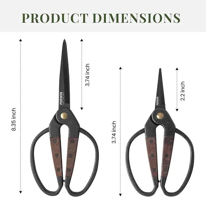Garden Flower Bonsai Scissors,Walnut Wide Handles Pruning Gardening Scissors Floral Shears for Gardening,Succulent Harvest, and Precision Plant Trimming Care by GreenHaven Gardens