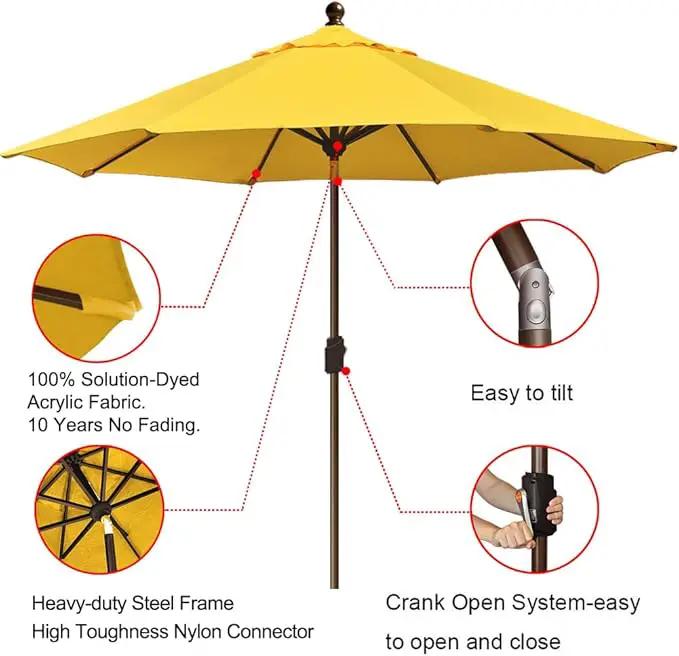 EliteShade USA 10-Year-Non-Fading 9Ft Market Umbrella Patio Umbrella Outdoor Table Umbrella with Ventilation, Sunflower Yellow by GreenHaven Gardens