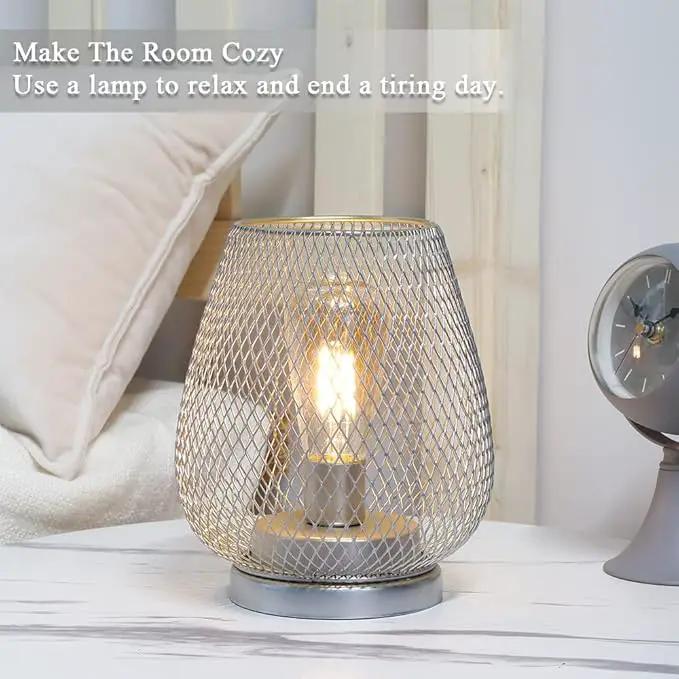 JHY DESIGN Set of 2 Metal Cage LED Lantern Battery Powered Cordless Accent Light with LED Great for Weddings Parties Patio Events for Indoors Outdoors(Silver) by GreenHaven Gardens
