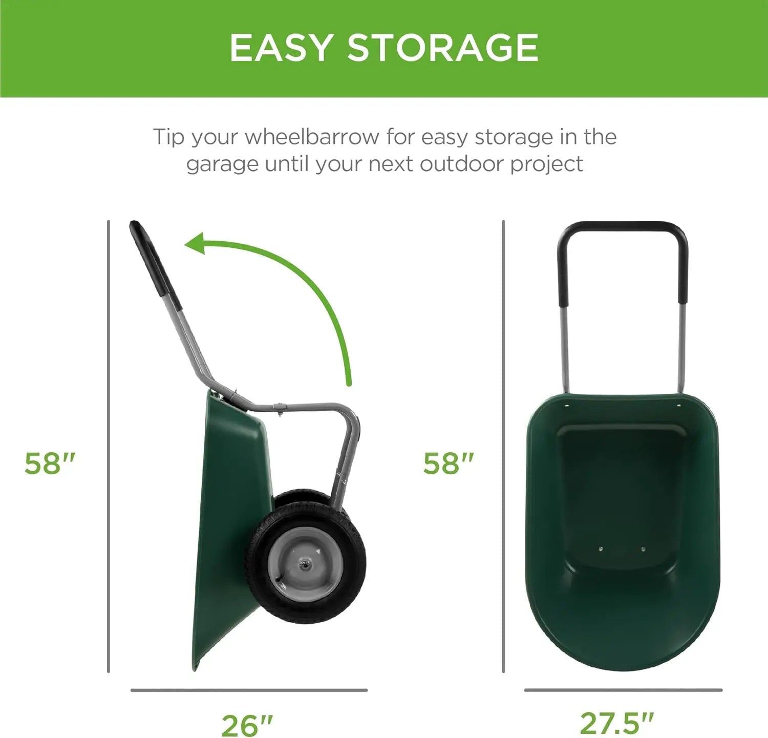 Best Choice Products Dual-Wheel Home Utility Yard Wheelbarrow Garden Cart w/Built-in Stand for Lawn, Gardening, Construction - Green by GreenHaven Gardens
