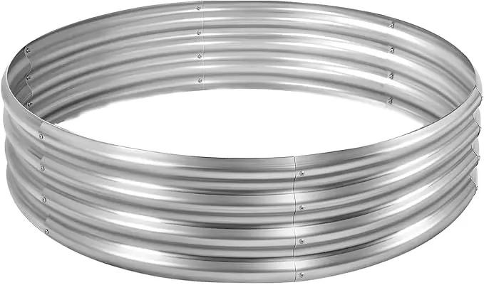 Land Guard 3×3×1ft Galvanized Raised Garden Bed Kit, Round Galvanized Planter Raised Garden Boxes Outdoor, Large Metal Raised Garden Beds for Vegetables, Silver by GreenHaven Gardens