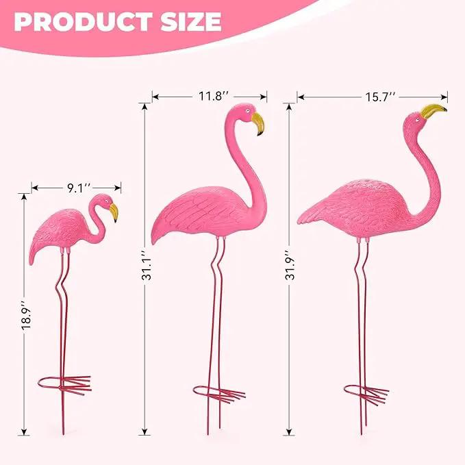 Ohuhu Family Flamingo Yard Ornaments, Set of 3 (32", 31", 19") Bright Pink Flamingos Ornaments with Metal Feet Stakes for Garden Yard Patio Party Decoration, Outdoor Decor Gardening by GreenHaven Gardens