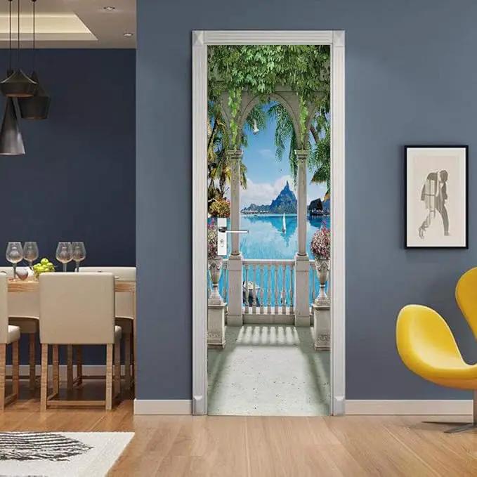 3D Door Stickers Murals - Landscape - Door Wallpaper Self-Adhesive - Removable PVC Waterproof - Matt Finish - 35.4" x 78.7" by GreenHaven Gardens