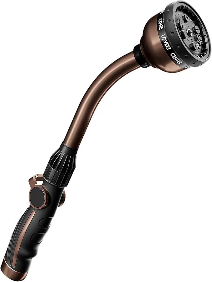 RESTMO Watering Wand, Heavy Duty Metal Garden Hose Wand with Thumb Flow Control, 15-Inch Long Hose Nozzle Sprayer with 10 Spray Patterns, Ideal to Water Hanging Baskets and Shrubs, Oil Rubbed Bronze by GreenHaven Gardens