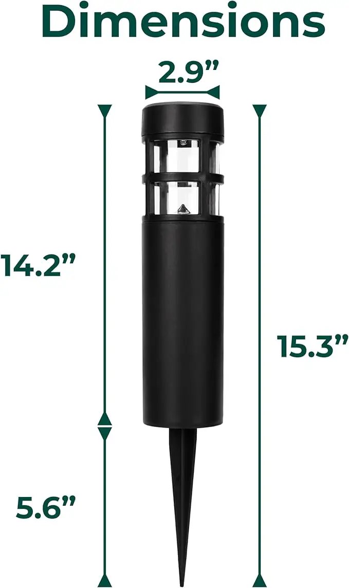 TECHKO Solar Mini-Bollard Cylinder Pathway Lights – 4-Pack, Dusk-to-Dawn, Weather-Resistant Outdoor LED Lighting by GreenHaven Gardens