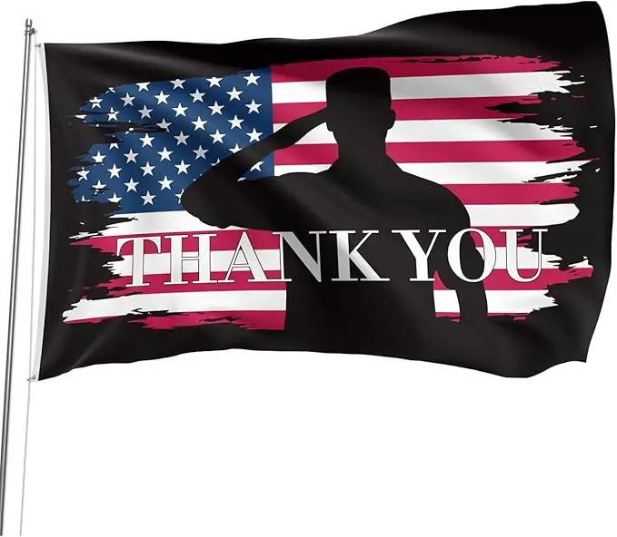 Veteran Military Garden Flag Thank You Veterans Flag for Military Soldiers Boots Memorial Day, 3x5 Ft Double Sided Christian Banners with Brass Grommets Outdoor House Decorations Flag by GreenHaven Gardens