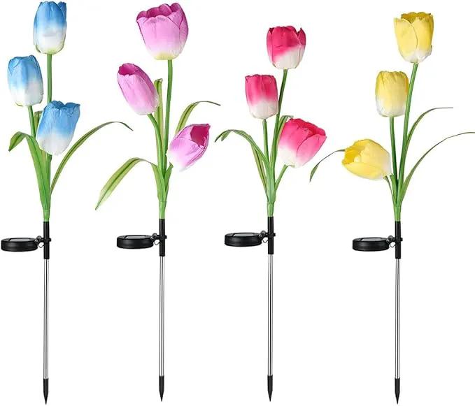 Veesee Solar Garden Outdoor Flower Light, Powered Stake for Decorative Landscape Lawn Yard Patio LED Lighting (Tulip-Purple, 2Pack) by GreenHaven Gardens