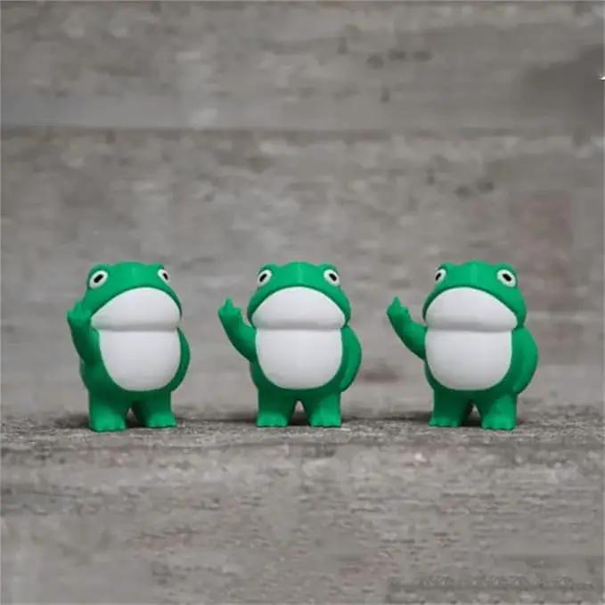 Jxueych Rebellious Frog Figurine, Frog Garden Statue, Tall 3.3 inch, Cute Mini Frog for Fairy Garden Decor, Happy Frog Figurines Outdoor Table Decortation (Frog) by GreenHaven Gardens