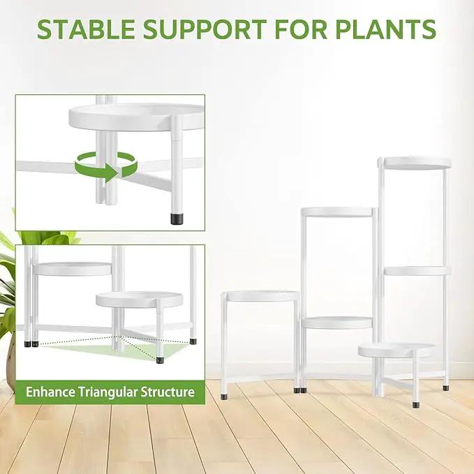 iDavosic.ly 6 Tier Large Plant Stand Indoor with 10 Inch Wide Tray, Tiered Corner Metal Outdoor Flower Display Holder Shelf, Folding Tall Rack for Patio Porch Living Room, White by GreenHaven Gardens