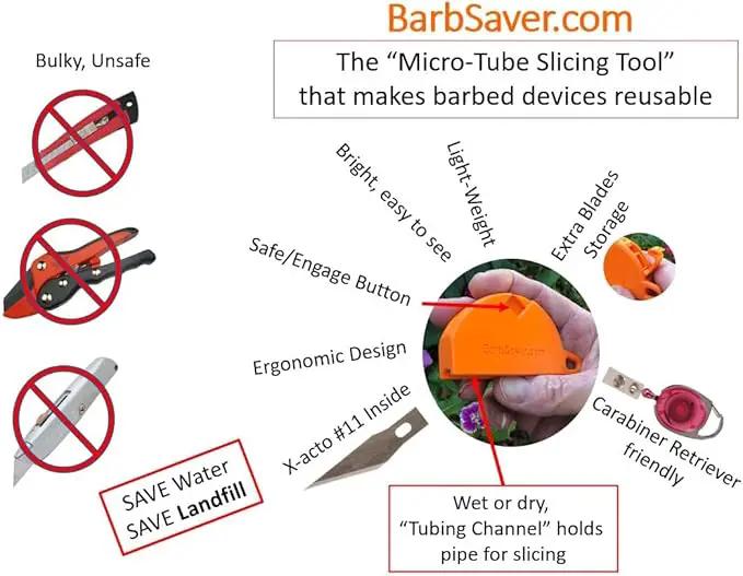 BarbSaver Drip Irrigation Cutter Tool – Reuse Barbed Parts, Fittings, In-Line Emitters, Drippers, Bubblers and Micro-sprayers, by Easily Cutting Away 1/4" Micro-drip Tubing. by GreenHaven Gardens