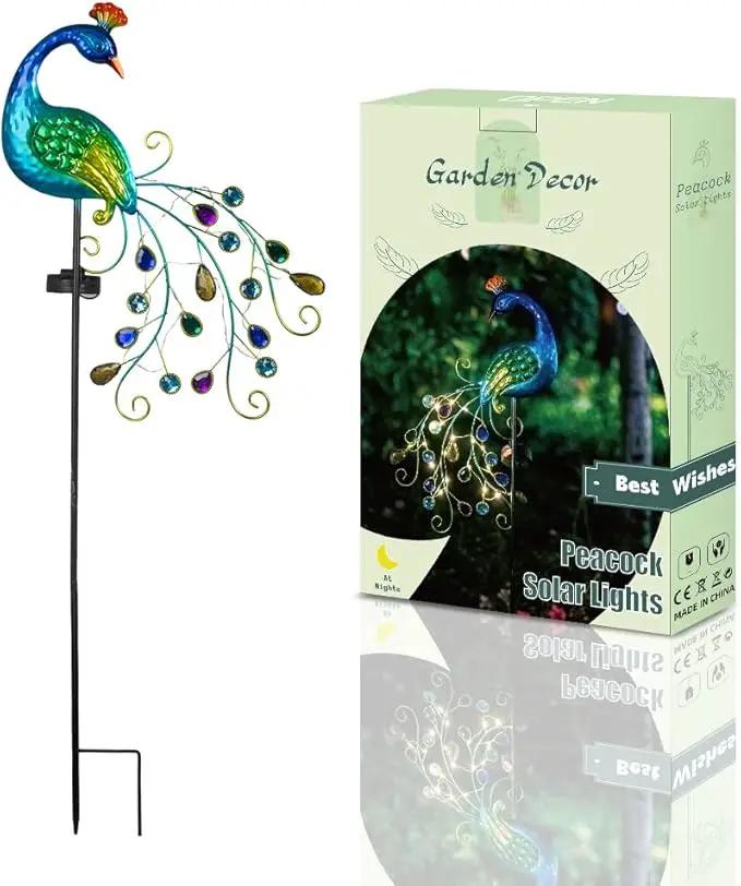 VEWOGARDEN Metal Peacock Solar Garden Lights Stakes - Waterproof Landscape Path Lights for Outdoor Patio Lawn Yard Decorations (38"*14"*2.5")Outdoor by GreenHaven Gardens