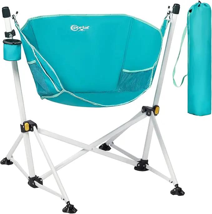 Portal Hammock Camping Chair Folding Rocking Chair Portable Swinging Chair with Cup Holder for Outdoor Lawn Backyard Patio Car Camp Sports Concerts,Support 350 lbs Blue by GreenHaven Gardens