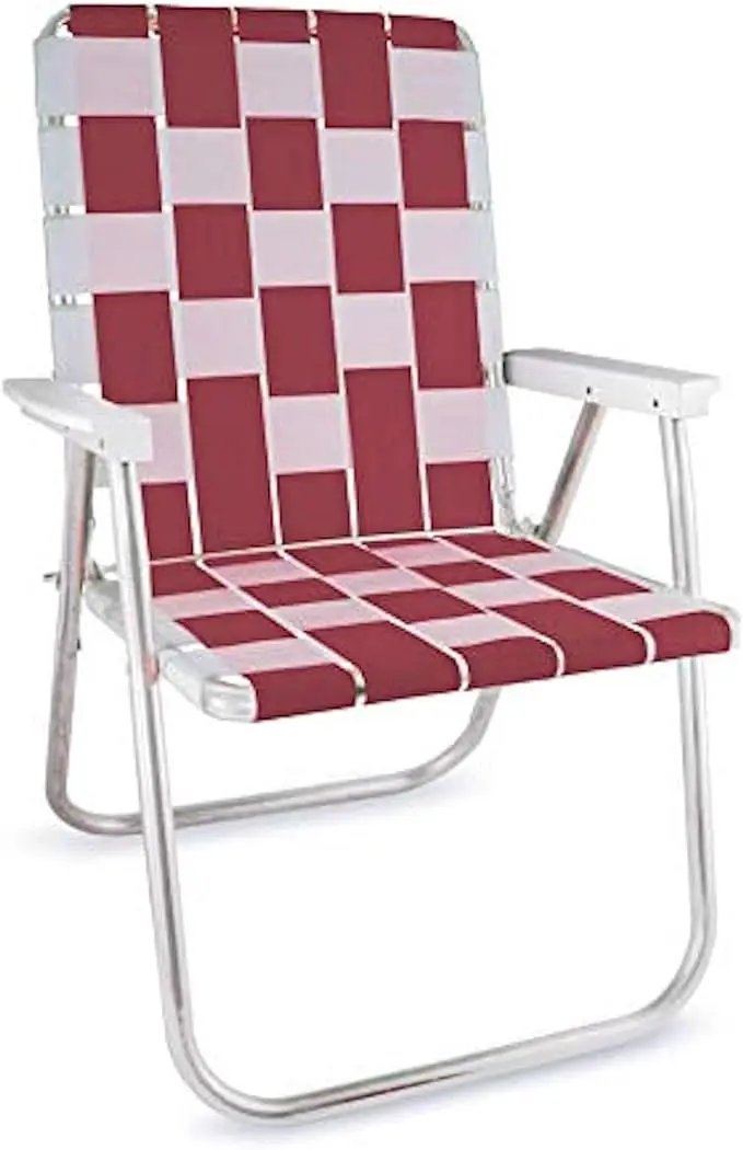 Lawn Chair USA Folding Aluminum Outdoor Patio Lawn Chair | Heavy-Duty Webbed Chairs for Camping, Sports, Beach, Yard & Tailgating | Lightweight Portable | Classic - Burgundy/White by GreenHaven Gardens