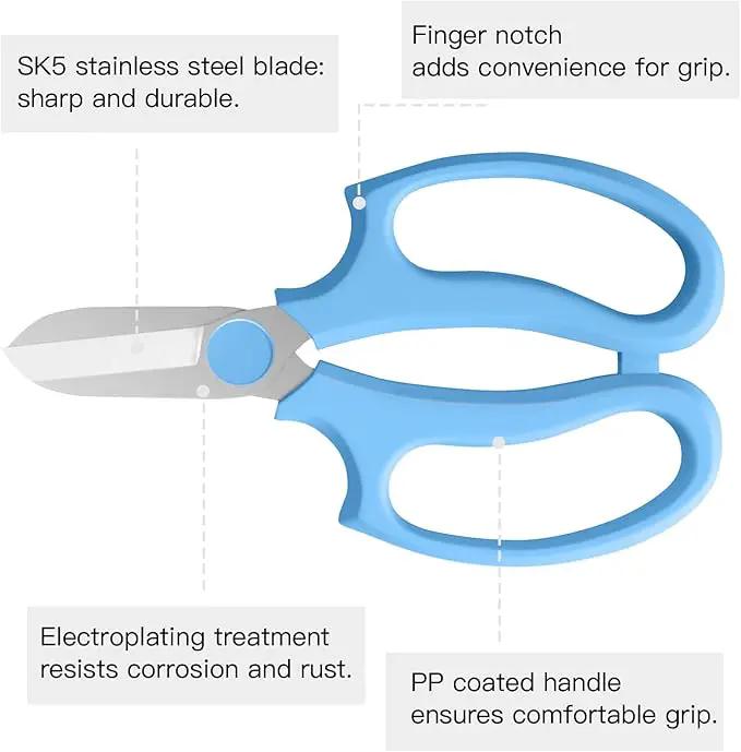 Flower Scissors, Strong Floral Shears, Premium Steel Garden Pruning Shears Floral Fruits Leaf Scissors Hand Pruner Snip Trimming Tool for Gardening Flower Arrangement, Light Blue by GreenHaven Gardens