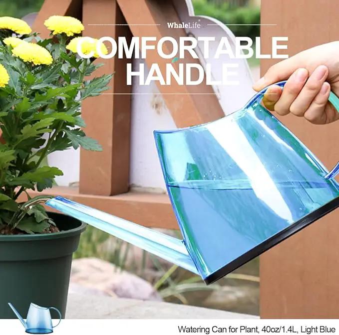 WhaleLife Indoor Watering Can for House Bonsai Plants (1.4L, Light Blue) by GreenHaven Gardens