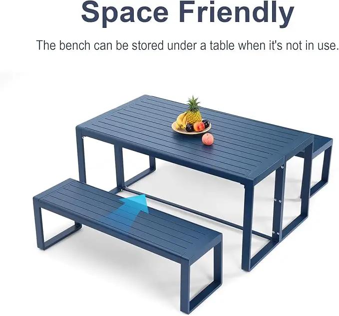 Aoodor 3-Piece Outdoor Patio Dining Set, Aluminum Furniture Set with 1 Rectangular Picnic Table and 2 Benches for Garden, Lawn, Yard by GreenHaven Gardens