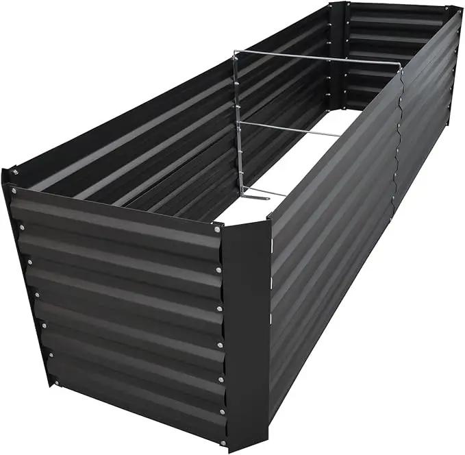 8x2x2FT Metal Raised Garden Bed Kit, Galvanized Outdoor Garden Bed Planter Box for Vegetables, Flowers, Herbs, Succulents and More, Black by GreenHaven Gardens
