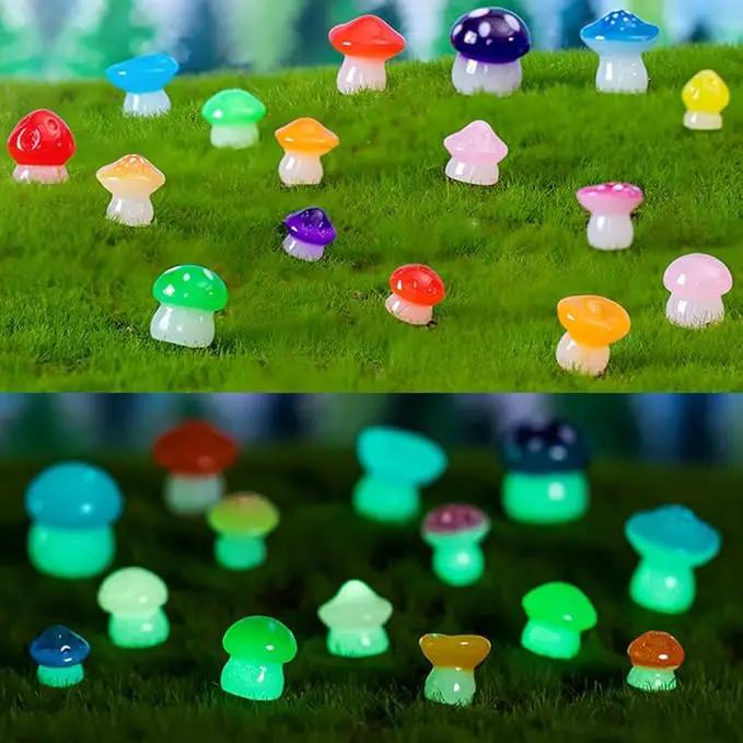 150 Pcs 18 Styles Mini Resin Luminous Mushrooms, Glow in The Dark Little Resin Mushroom for Garden Landscape Bonsai Craft Ornament by GreenHaven Gardens