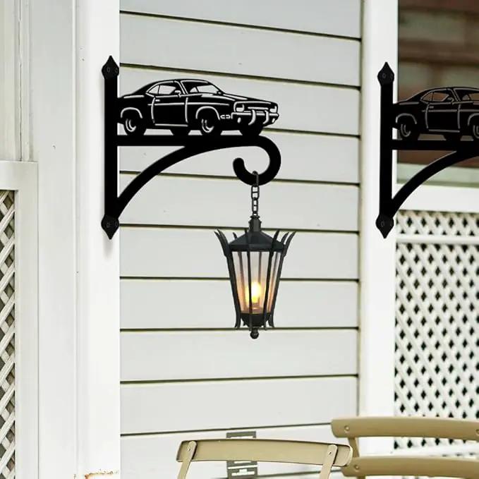 peacoblue Iron Plant Hangers Hooks for Outdoor Indoor Hanging Plants Flower Fern Pots Lantern Bird Feeder,11.8"x13.6" Weather Resistant Metal Wall Holder for Porch Garden Farmhouse(Retro Car) by GreenHaven Gardens