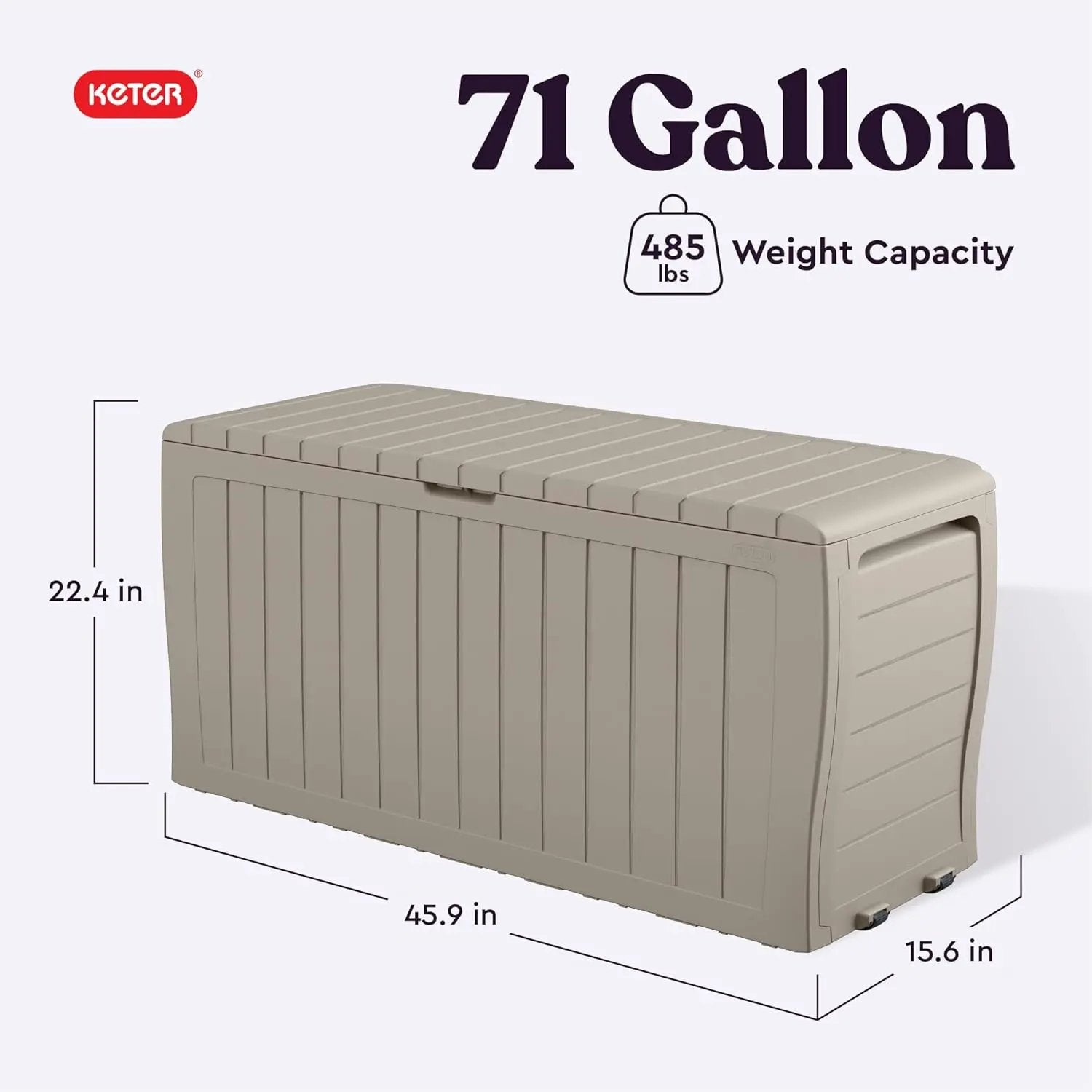 Keter Marvel Plus 71 Gallon Resin Deck Box-Organization and Storage for Patio Furniture Outdoor Cushions, Throw Pillows, Garden Tools and Pool Floats, Beige by GreenHaven Gardens