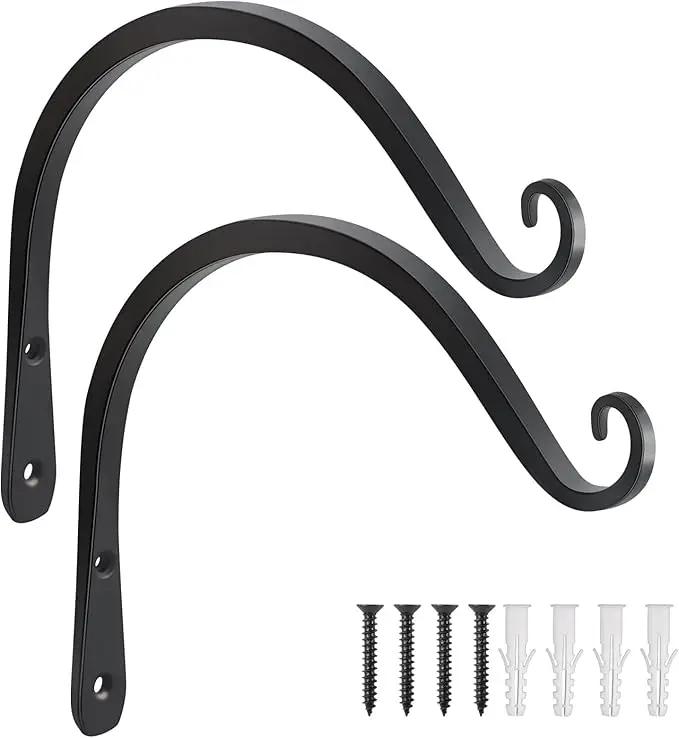 Gtongoko 2 Pack 8 Inch Plant Hangers Outdoor Metal Hanging Plant Bracket Bird Feeder Plant Hooks for Hanging Flower Basket, Wind Chimes, Solar Lanterns, Black by GreenHaven Gardens