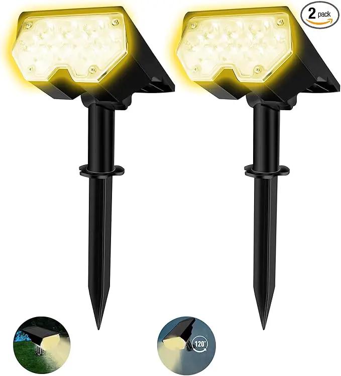 All-New Solar Spot Lights Outdoor Waterproof，20 LEDs Solar Flag Light with 2 Modes,Landscape Spotlights for Pathway, Patio, Garden, Trees ，Pool(2 Pack,Warm Light) by GreenHaven Gardens