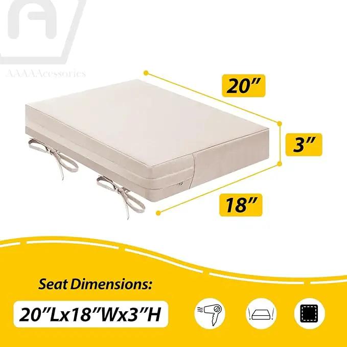 AAAAAcessories Outdoor Seat Cushions for Chairs, Waterproof, Fade-Resistant Patio Furniture Replacement Cushions, 20" x 18" x 3", Set of 2, Khaki Beige by GreenHaven Gardens