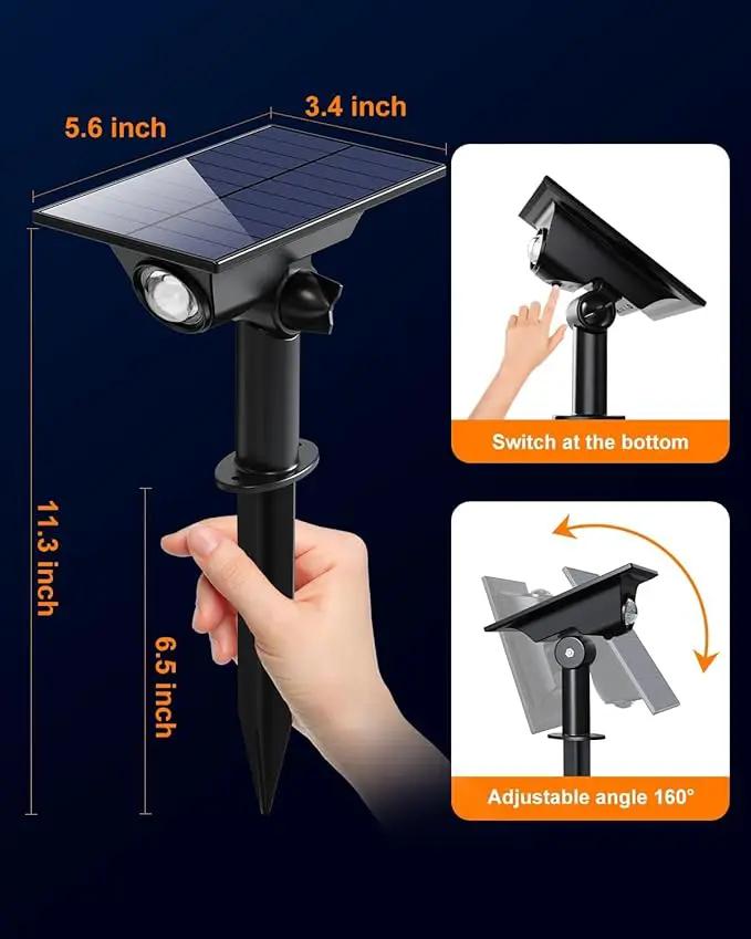 6 Pack Solar Power Spot Lights Outdoor Waterproof LED Dusk to Dawn Landscape Spotlight for Outside Yard, Tree, Flag, Yard, Garden, Statues, 3 Modes, 18 Hours Accent Ambient Lighting - Warm White by GreenHaven Gardens