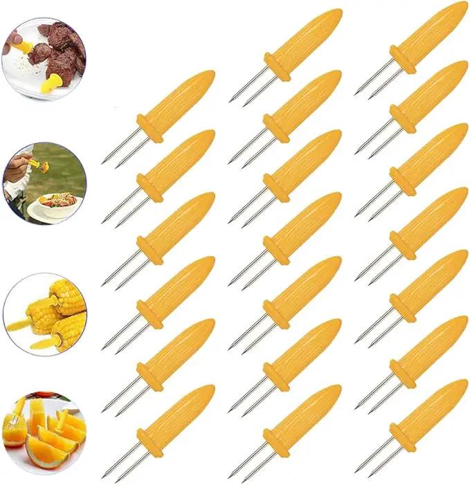 Corn on The Cob Holders, Stainless Steel Heat Resistant Non Slip Barbecue Corn Prongs Skewers for BBQ, Cooking, Birthday Party (20,3.54IN) by GreenHaven Gardens