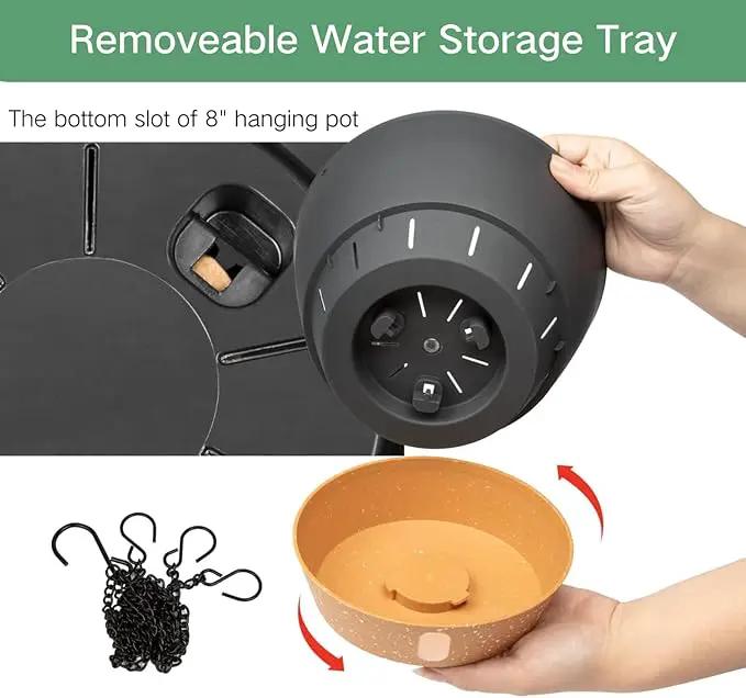 QCQHDU 2 Pack 8 inch Hanging Planters for Indoor Plants, Outdoor Hanging Baskets, Self Watering Pots with Drainage Holes & Removable Tray (Dark Grey, 8 inch) by GreenHaven Gardens