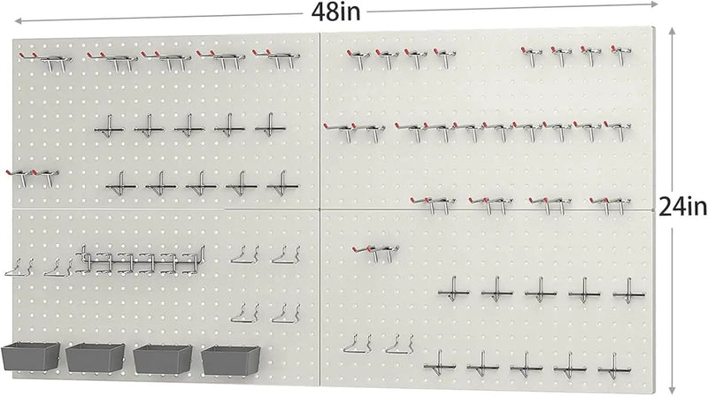 48x24 inch Gray Metal Pegboard Kit for Wall Organization with Hooks, Pegboard Bins, and Utility Tools Storage Board, Efficient Tool Organizer Peg Board by GreenHaven Gardens
