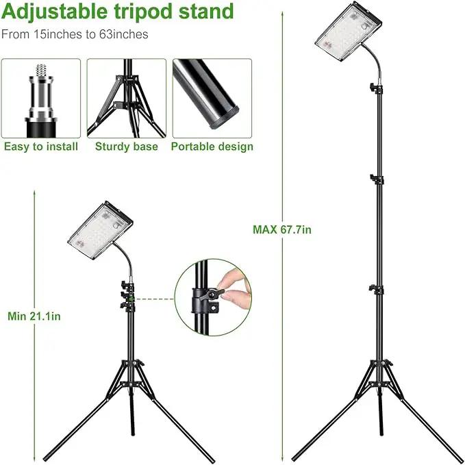 LBW Grow Light with Stand, Full Spectrum LED Plant Light for Indoor Plants, Floor Grow Lamp with 63" Adjustable Tripod, 4H/8H/12H Timer, 6 Dimmable Brightness, Ideal for Tall Plants by GreenHaven Gardens