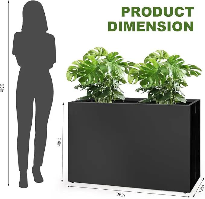 Galvanized Steel Planter Box - No Installation Required Metal Rectangular Block Long Box Planter Modern Outdoor Planters All-Weather Use with Drainage Holes for Patio/Porch, 36×24×12IN by GreenHaven Gardens