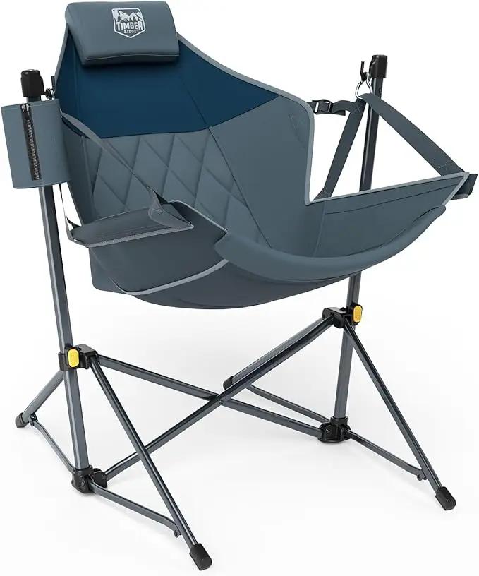 TIMBER RIDGE Hammock Camping Chair with Adjustable Backrest, Heavy Duty Folding Hammock Chair Supports 300lbs, Portable Hammock Chair for Camping, Travelling and Patio, Blue by GreenHaven Gardens