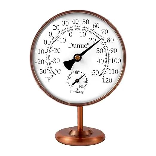4-inch Outdoor Thermometer Hygrometer, Indoor Humidity Meter, Temperature Monitor Gauge for Home, Room, Office, Patio, House, Greenhouse, Antique Copper,Tabletop Decor. by GreenHaven Gardens