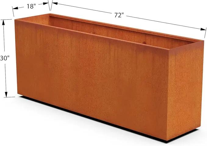 Corten Steel Planter Rectangle Outdoor Metal Garden Box Heavy Duty | Made in USA | Fully Assembled by GreenHaven Gardens