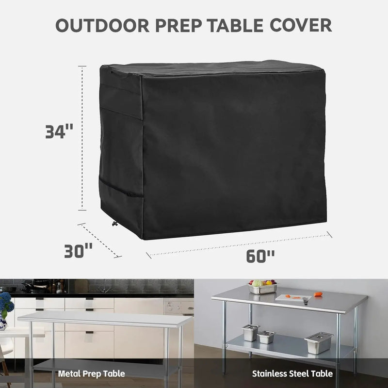 Stainless Steel Table Cover - Heavy Duty Waterproof Cover for 60 x 30 Inches Metal Prep Table, Compatible with 60 inch Outdoor Utility Cart and Storage Cabinet Black by GreenHaven Gardens