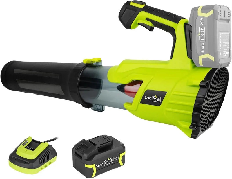 SnapFresh Cordless Leaf Blower - 550CFM Electric Leaf Blower Cordless with 4.0 Ah Battery and Fast Charger - 20V Lightweight Leaf Blower for Yard and Garden, Battery Operated Blower for Lawn Care by GreenHaven Gardens