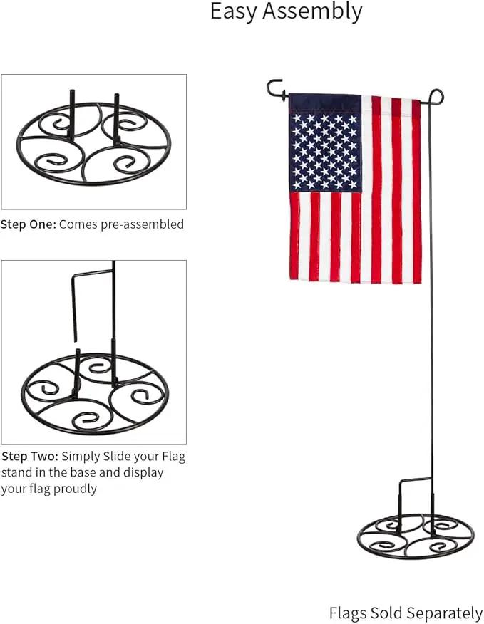 Evergreen Flag Metal Elegant Scroll Stand Base | Sturdy 2 lbs Solid Steel | Black | Designed for Garden Flag Stands | 11 Inches Wide x 6 Inches High | Outdoor American Flags and Seasonal Holiday Decor by GreenHaven Gardens