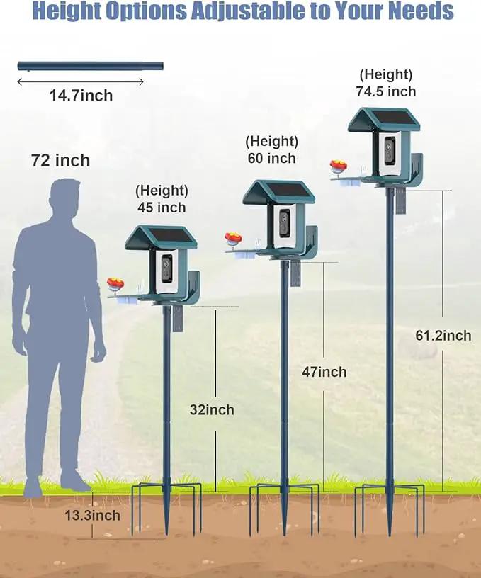 Bird Feeder Pole Stand – 74.5 Inch Height Feeding Station with 1-Inch Dia Heavy Duty for Hanging Feeders, Bird House Pole Mount Kit for Outdoor, Slip-Fit Connection，Blue by GreenHaven Gardens