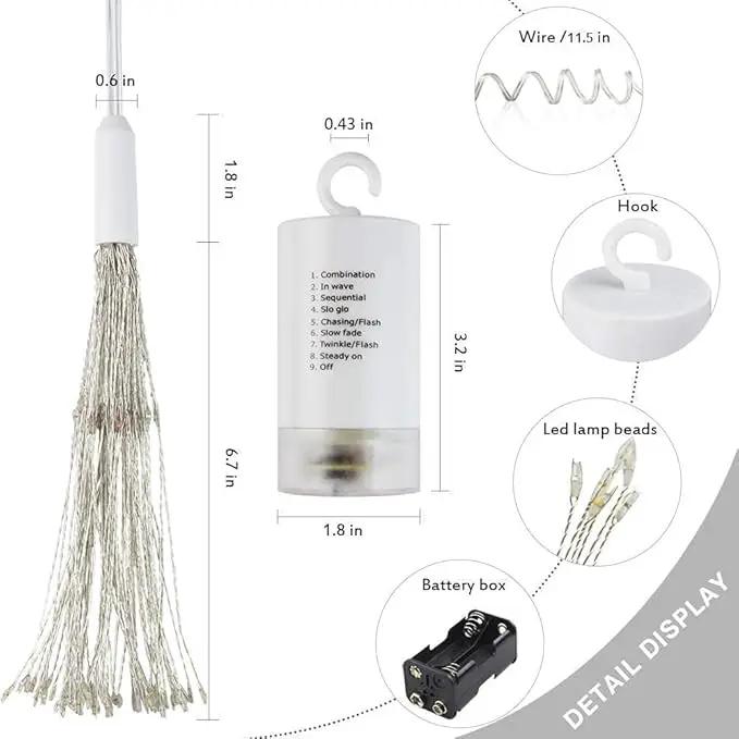 FOOING 6 Pack Firework Lights Led Copper Wire String Lights 8 Modes Battery Operated Fairy Lights with Remote,Wedding Decorative Hanging Lights for Party Patio (Warm White) by GreenHaven Gardens