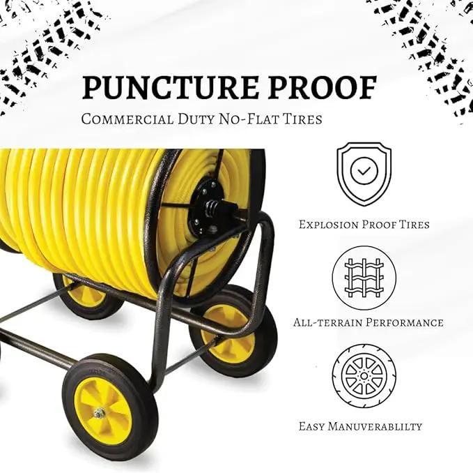 Garden Hose Reel Cart, Heavy Duty Steel Reel with Wheels, Garden Hose Holder for Outside, Backyard, or Lawn, Mobile Garden Cart Holds Up to 250 ft of 5/8’’ by GreenHaven Gardens