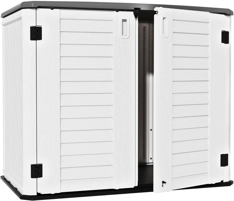ZZM 4x2.5 FT Outdoor Storage Shed, Resin Waterproof Storage Cabinet for Garden Tools with Lockable Lid,Latch (White) by GreenHaven Gardens