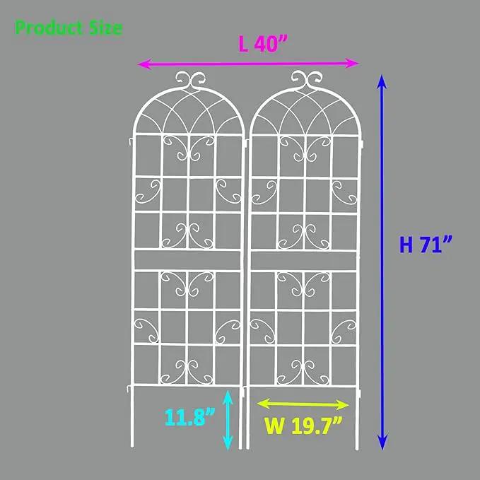 Metal Garden Trellis Rustproof Trellis for Climbing Plants Outdoor Flower Support Butterfly Deco (Cream White-2 Pack, 71"x19.7") by GreenHaven Gardens