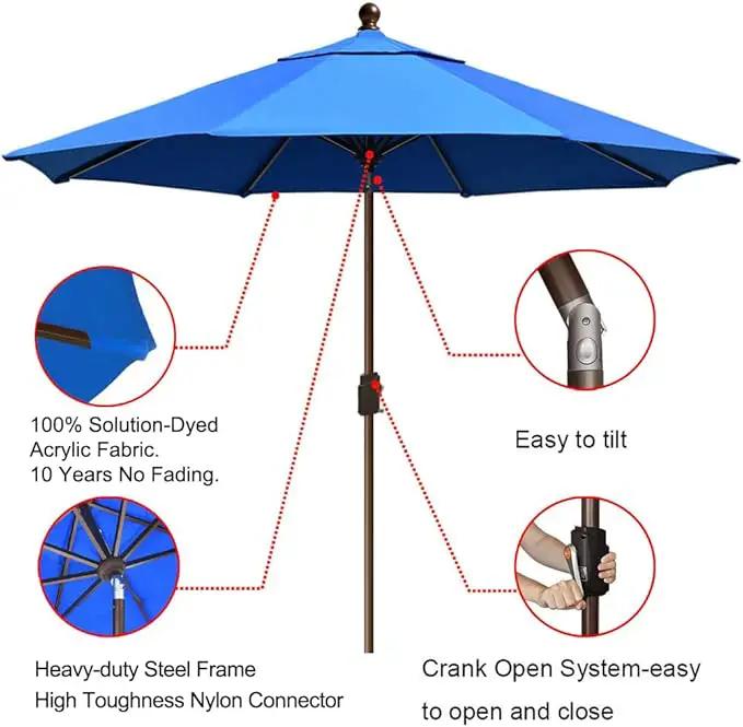 EliteShade USA 10-Year-Non-Fading 9Ft Market Umbrella Patio Umbrella Outdoor Table Umbrella with Ventilation,Royal Blue by GreenHaven Gardens