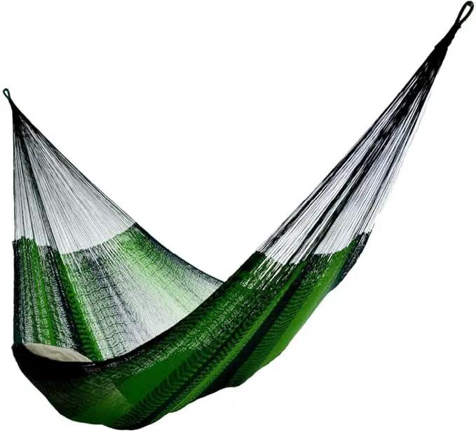 Hammocks Rada Mayan-Made Matrimonial Yucatan Hammock - Two Person - Fits 12.5 to 13 Feet Hammock Stand - Up to 550 Pounds, Two Green - Hanging Bed by GreenHaven Gardens